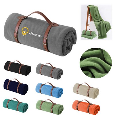 Portable Polar Fleece Throw Blanket